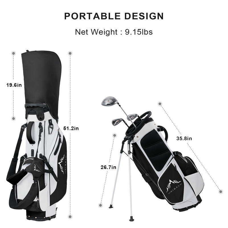 5-Way Golf Stand Bag-Classic Black White