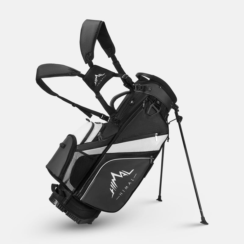 Golf Stand Bag with 4 Way Top Dividers-Black White