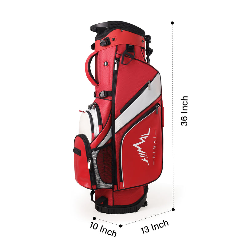 Golf Stand Bag with 4 Way Top Dividers-Red White