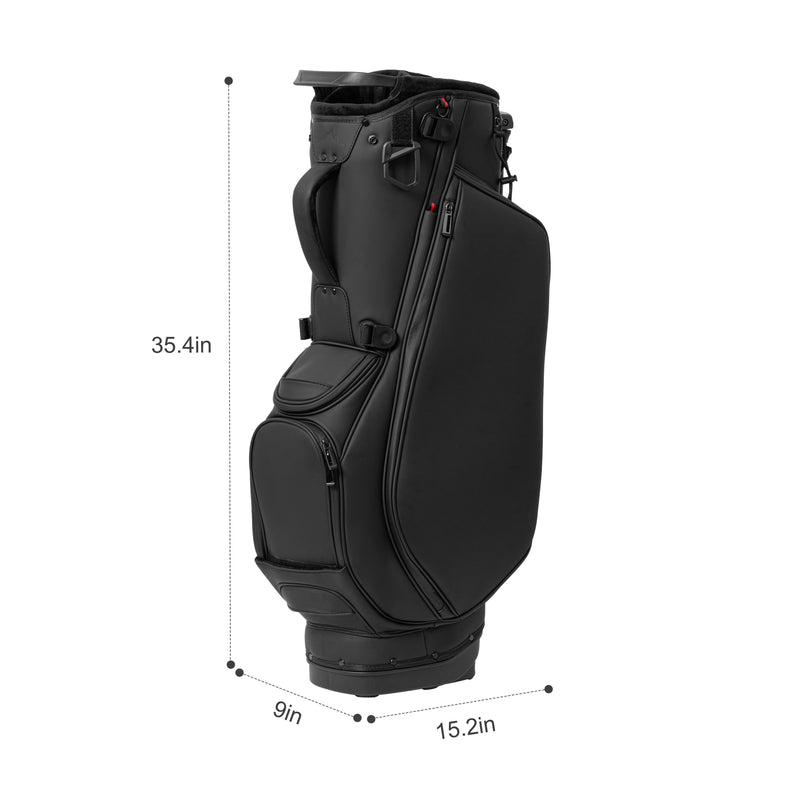 Premium 14-Way Leather Golf Stand Bag – Lightweight & Ergonomic with Full-Length Dividers-Black