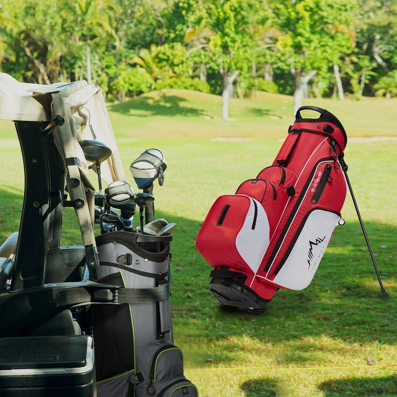 4-Way Full-Length Golf Stand Bag-Bright Red White