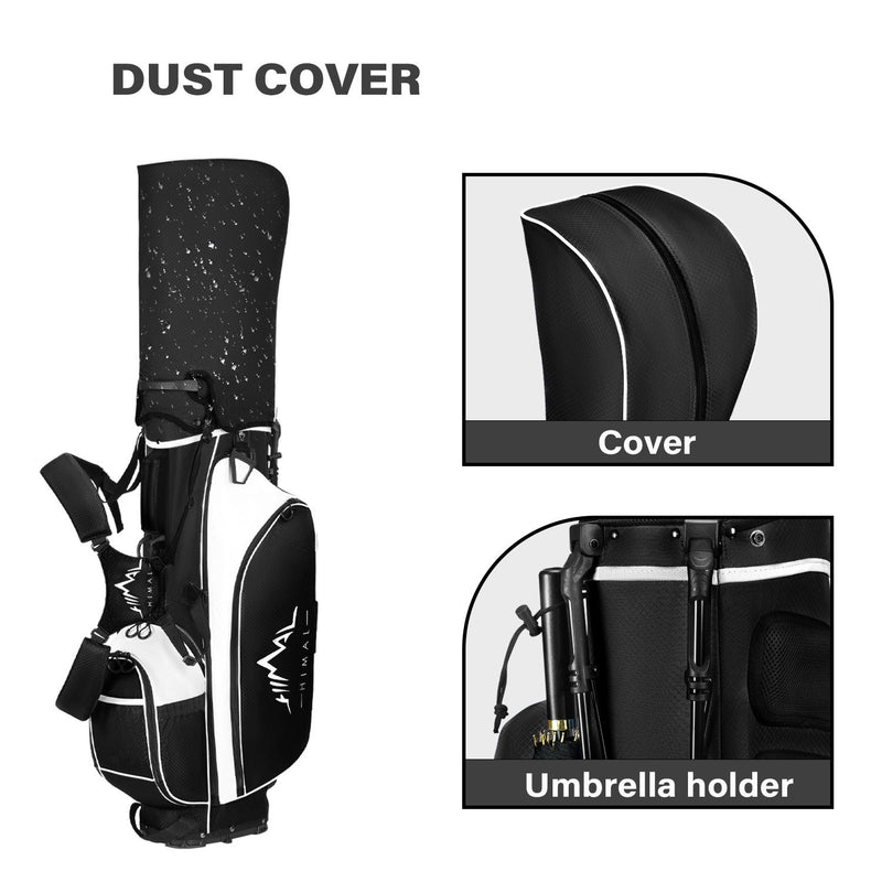4-Way Golf Stand Bag-Pure Black White