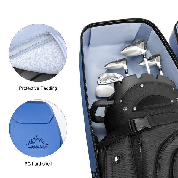 Durable Hard Shell PC Water-Resistant Golf Travel Bag-Blue