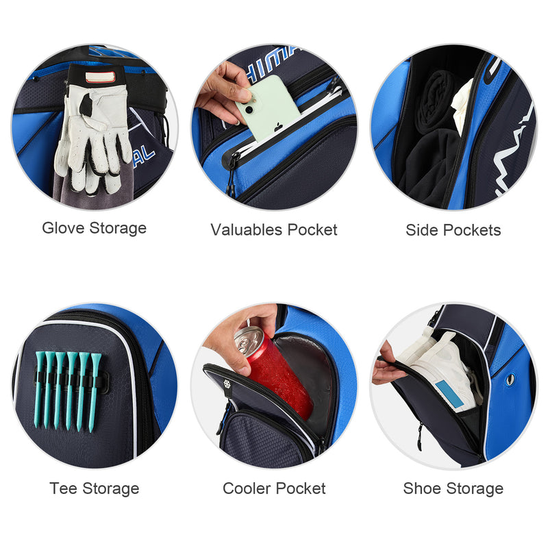 14-Way Full Length Premium Golf Cart Bag-Deep Blue