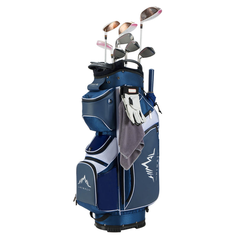 14-Way Golf Cart Bag with Full Length Divider-Blue White