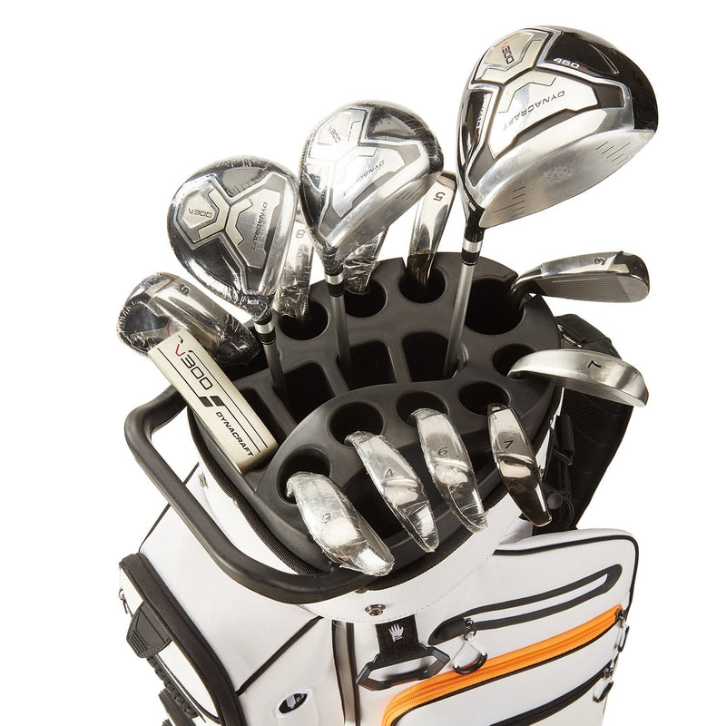 15-Way Full-Length Divider Golf Cart Bag-White Orange