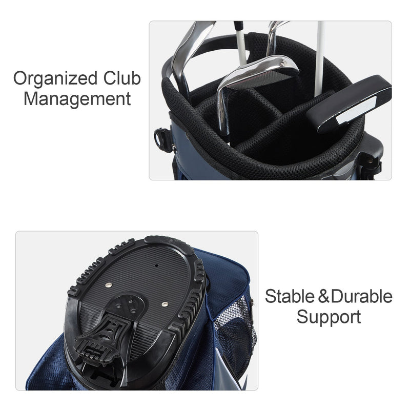 Golf Stand Bag with 4 Way Top Dividers-Blue White
